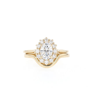 0.84 CT-1.91 CT Oval Cut Halo Moissanite Bridal Ring Set - Barbara Maison 