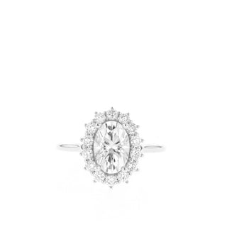 1.91 CT Oval Cut Halo Moissanite Engagement Ring - Barbara Maison 