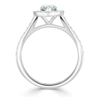 1.52 CT Pear Cut Halo Channel Pave Moissanite Engagement Ring - Barbara Maison 