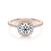 1.0 CT Round Halo CVD E/VS2 Diamond Engagement Ring - Barbara Maison 