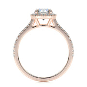 1.0 CT Round Halo CVD E/VS2 Diamond Engagement Ring - Barbara Maison 
