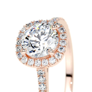 1.0 CT Round Halo CVD E/VS2 Diamond Engagement Ring - Barbara Maison 