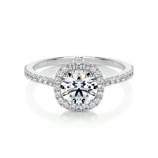 1.0 CT Round Halo CVD E/VS2 Diamond Engagement Ring - Barbara Maison 