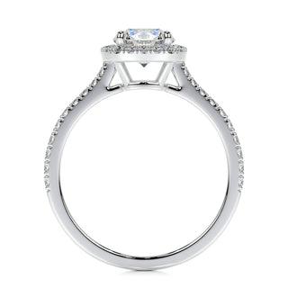 1.0 CT Round Halo CVD E/VS2 Diamond Engagement Ring - Barbara Maison 