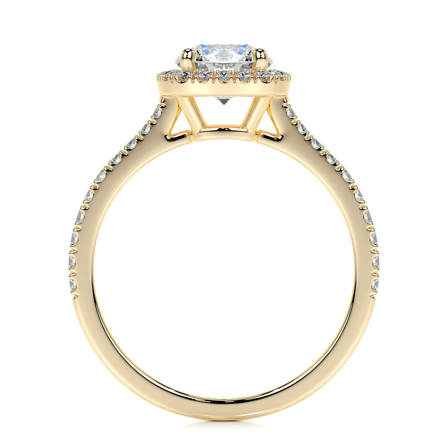 1.0 CT Round Halo CVD E/VS2 Diamond Engagement Ring - Barbara Maison 