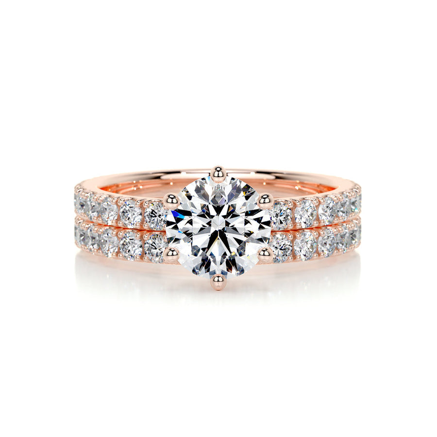 1.50 CT Round Solitaire CVD F/VS Diamond Bridal Ring Set - Barbara Maison 