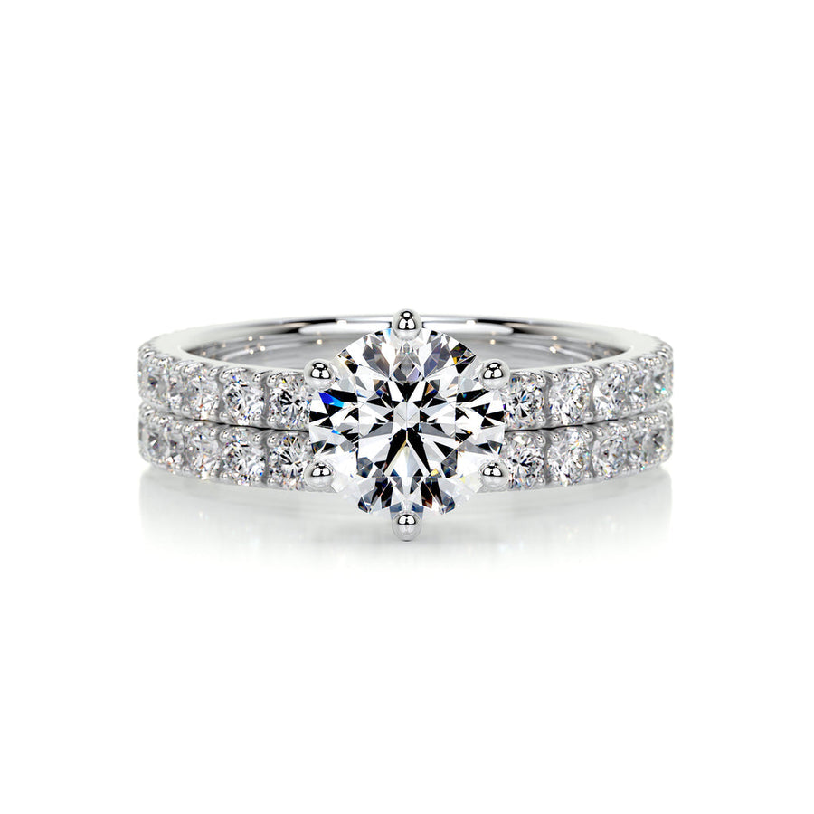 1.50 CT Round Solitaire CVD F/VS Diamond Bridal Ring Set - Barbara Maison 