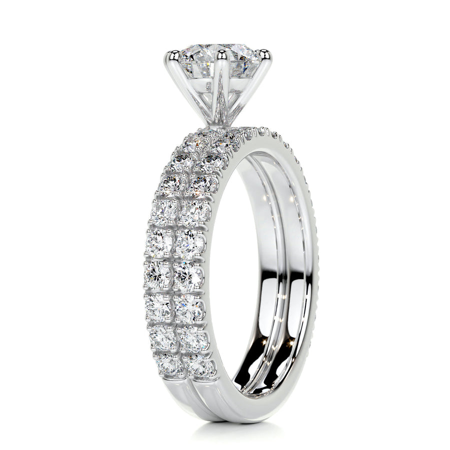 1.50 CT Round Solitaire CVD F/VS Diamond Bridal Ring Set - Barbara Maison 