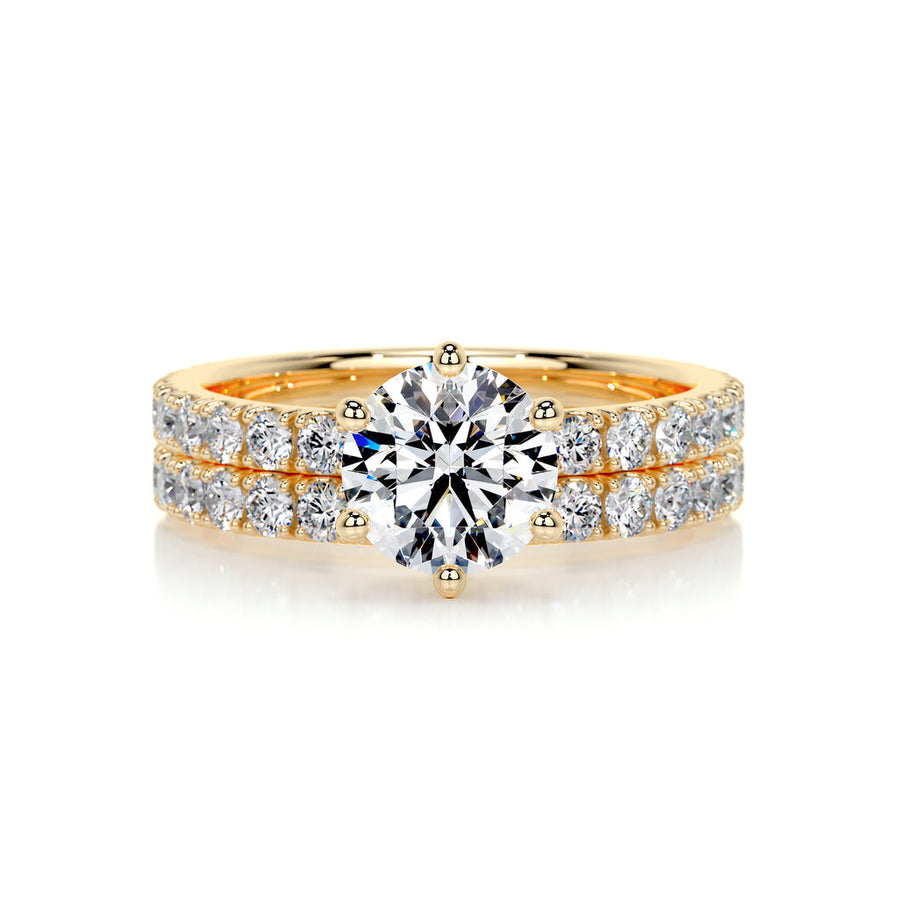 1.50 CT Round Solitaire CVD F/VS Diamond Bridal Ring Set - Barbara Maison 