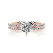 1.0 CT Heart Solitaire CVD F/VS Diamond Bridal Ring Set - Barbara Maison 