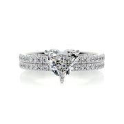 1.0 CT Heart Solitaire CVD F/VS Diamond Bridal Ring Set - Barbara Maison 