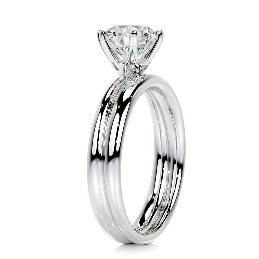 1.50 CT Round Solitaire CVD F/VS Diamond Bridal Ring Set - Barbara Maison 