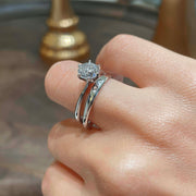 1.50 CT Round Solitaire CVD F/VS Diamond Bridal Ring Set - Barbara Maison 