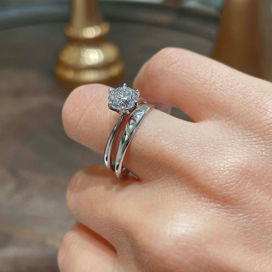 1.50 CT Round Solitaire CVD F/VS Diamond Bridal Ring Set - Barbara Maison 