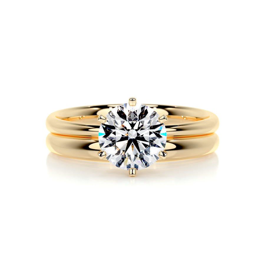 1.50 CT Round Solitaire CVD F/VS Diamond Bridal Ring Set - Barbara Maison 
