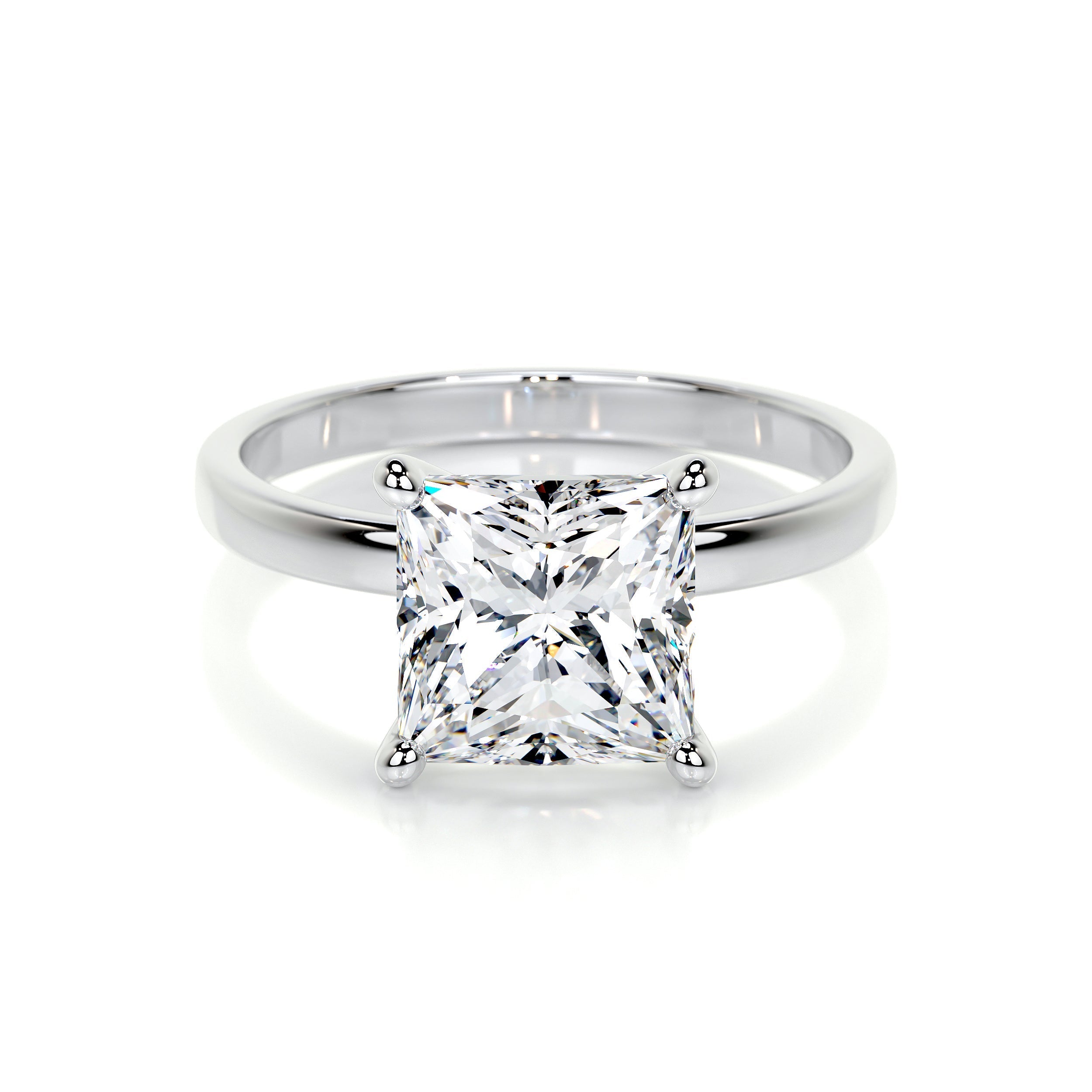 3.0 CT Princess Solitaire CVD F/VS2 Diamond Engagement Ring - Barbara Maison 