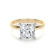 3.0 CT Princess Solitaire CVD F/VS2 Diamond Engagement Ring - Barbara Maison 