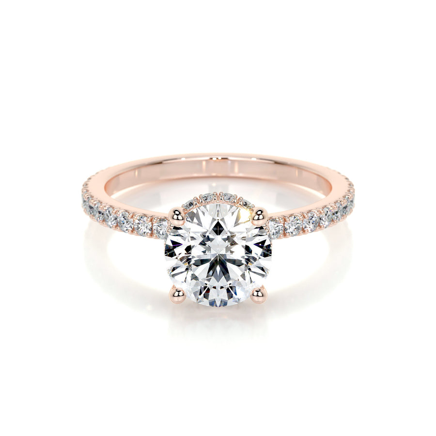 1.50 CT Round Hidden Halo CVD E/VS2 Diamond Engagement Ring - Barbara Maison 