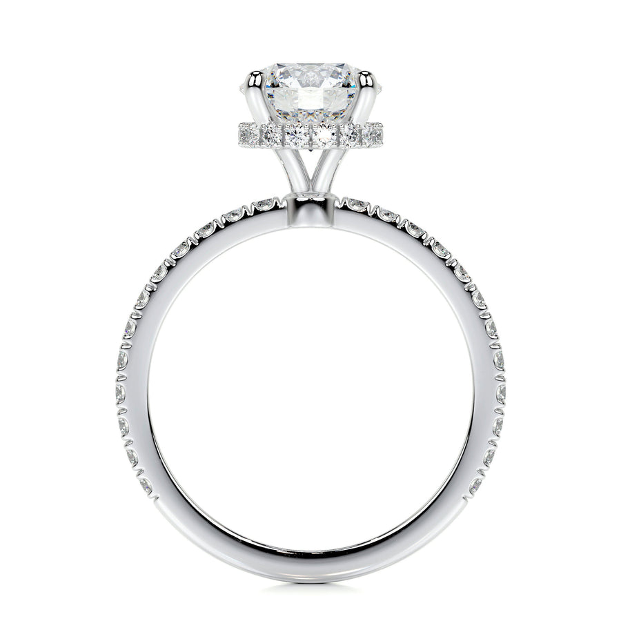 1.50 CT Round Hidden Halo CVD E/VS2 Diamond Engagement Ring - Barbara Maison 