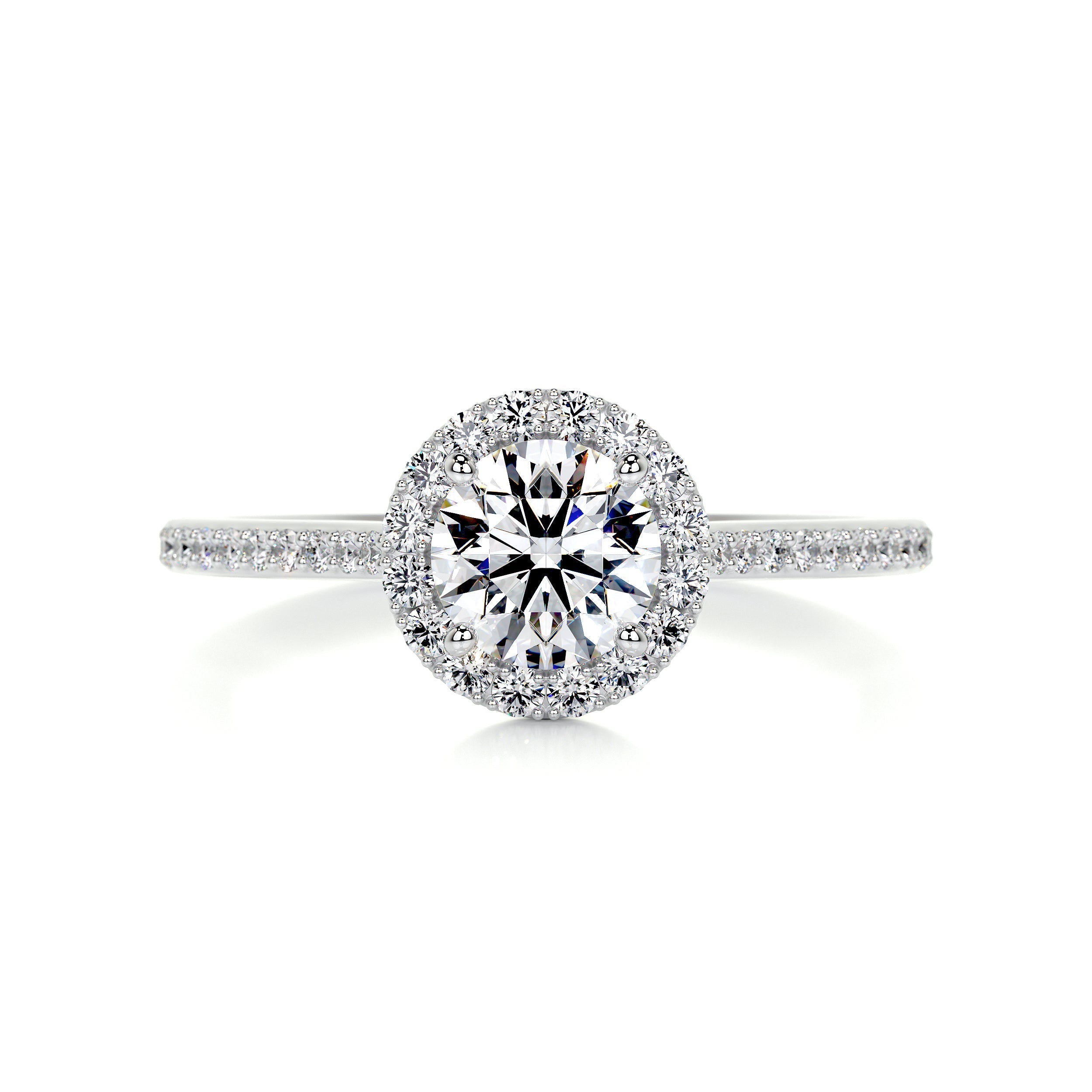 1.0 CT Round Halo CVD F/VS2 Diamond Engagement Ring - Barbara Maison 
