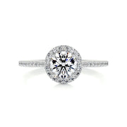 1.0 CT Round Halo CVD F/VS2 Diamond Engagement Ring - Barbara Maison 