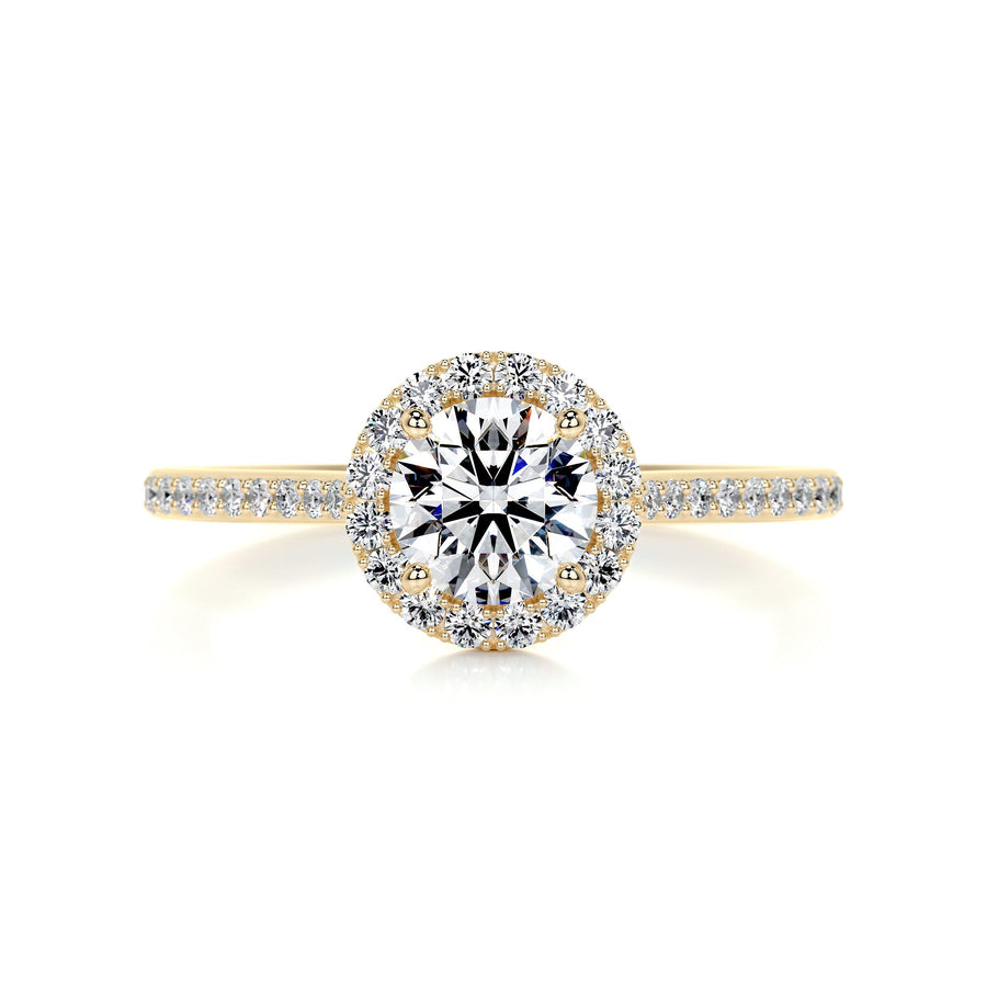 1.0 CT Round Halo CVD F/VS2 Diamond Engagement Ring - Barbara Maison 