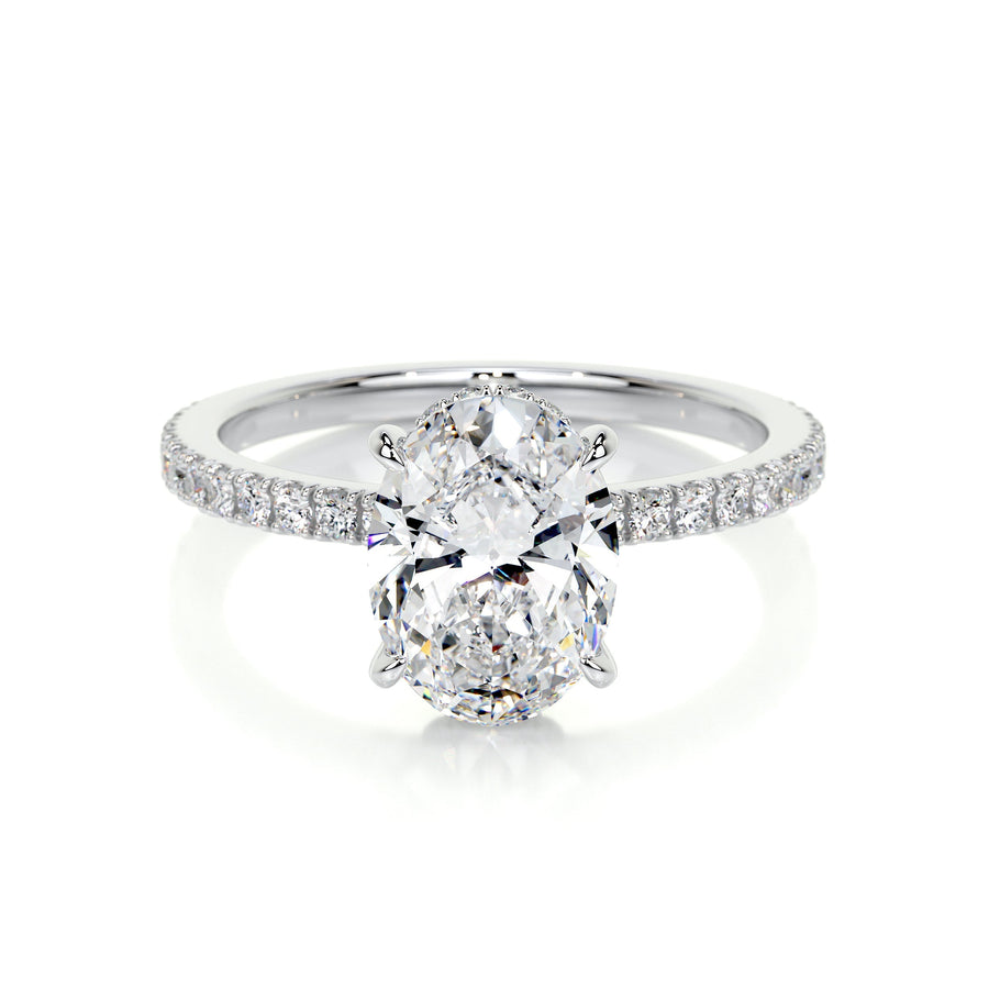 1.50 CT Oval Hidden Halo CVD D/VS2 Diamond Engagement Ring - Barbara Maison 