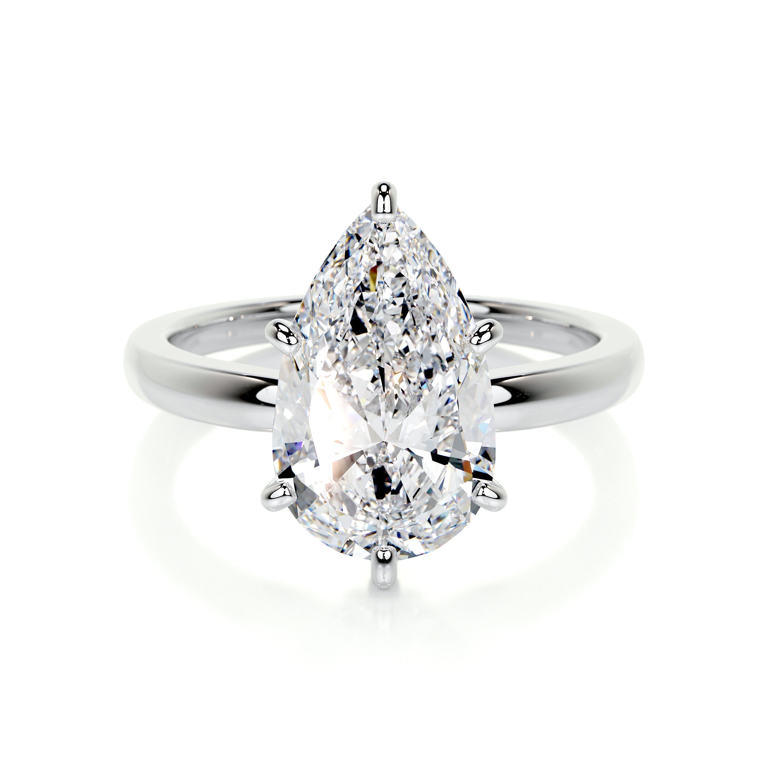 5.0 CT Pear Solitaire CVD F/VS2 Diamond Engagement Ring - Barbara Maison 