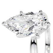 5.0 CT Pear Solitaire CVD F/VS2 Diamond Engagement Ring - Barbara Maison 