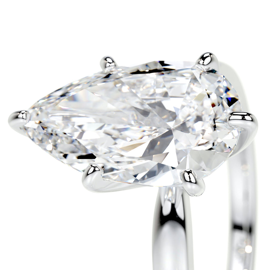 5.0 CT Pear Solitaire CVD F/VS2 Diamond Engagement Ring - Barbara Maison 