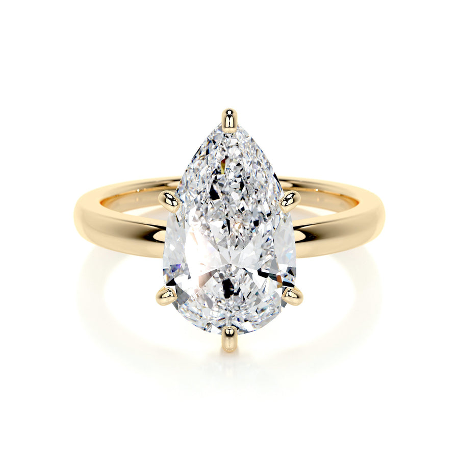 5.0 CT Pear Solitaire CVD F/VS2 Diamond Engagement Ring - Barbara Maison 
