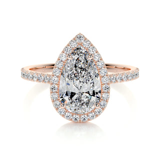 2.0 CT Pear Halo CVD F/VS2 Diamond Engagement Ring - Barbara Maison 