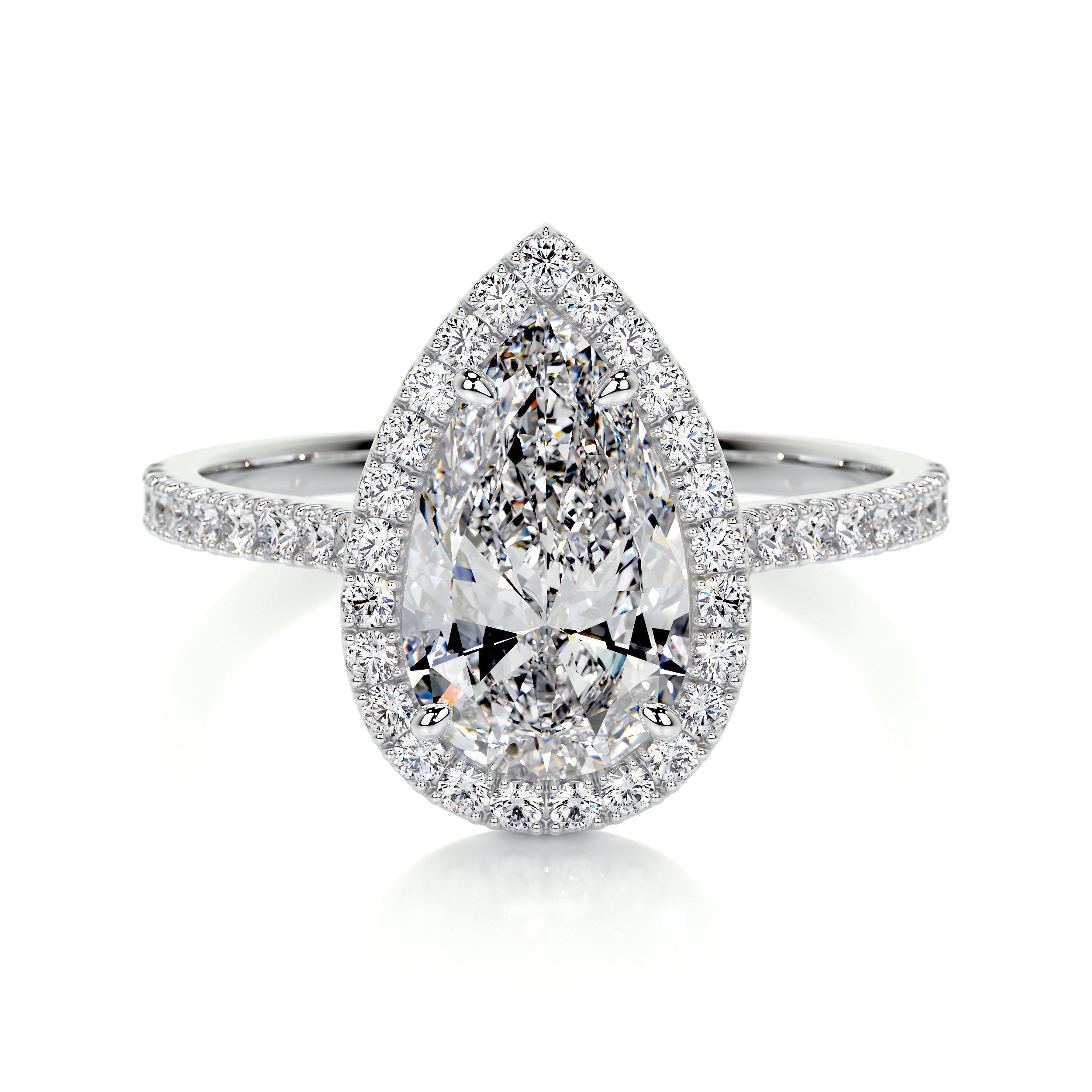 2.0 CT Pear Halo CVD F/VS2 Diamond Engagement Ring - Barbara Maison 