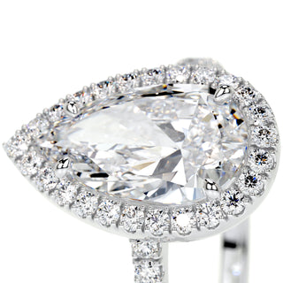 2.0 CT Pear Halo CVD F/VS2 Diamond Engagement Ring - Barbara Maison 