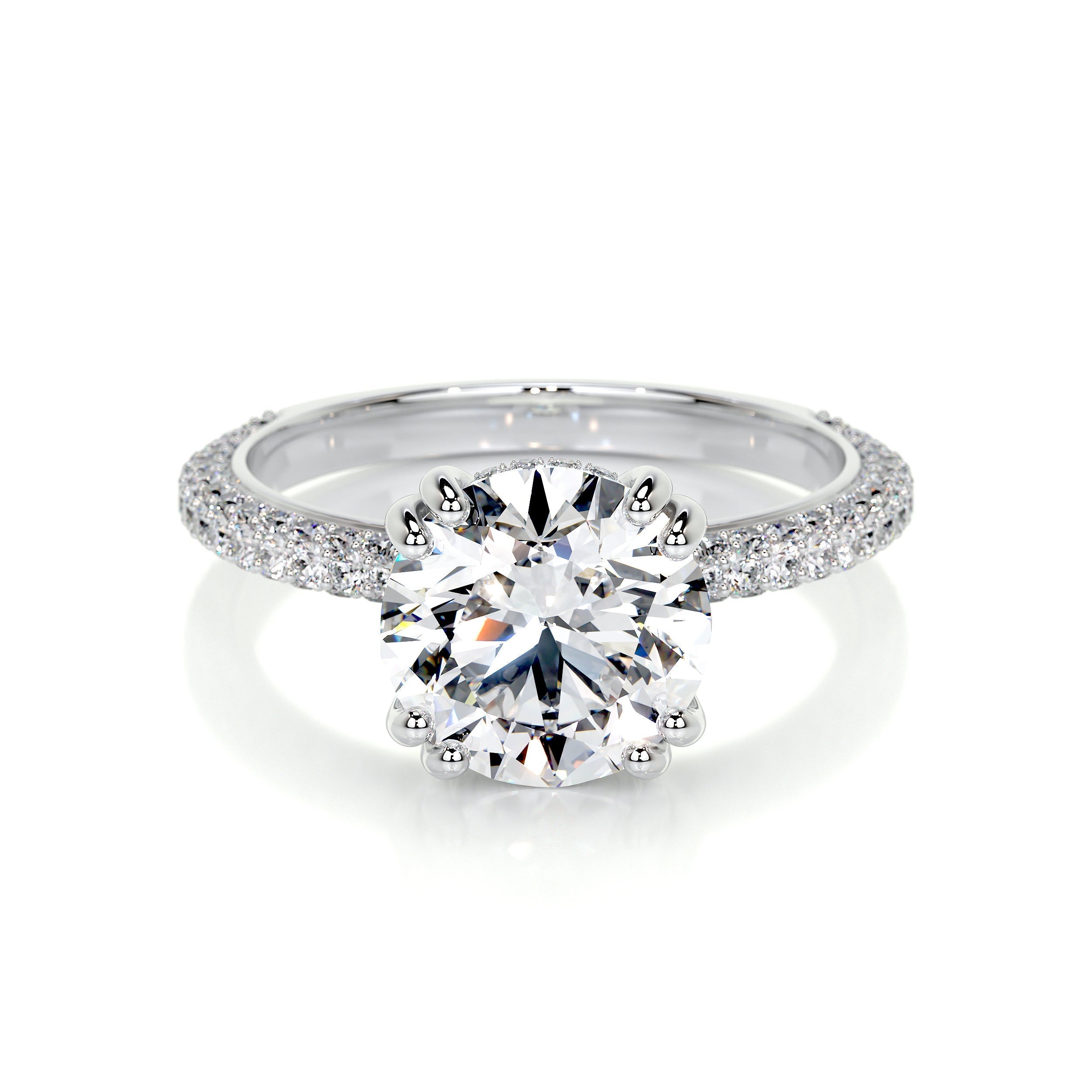 3.0 CT Round CVD Solitaire F/VS2 Diamond Engagement Ring - Barbara Maison 