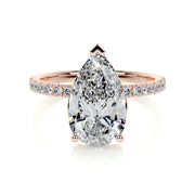 5.0 CT Pear Solitaire CVD F/VS2 Diamond Engagement Ring - Barbara Maison 