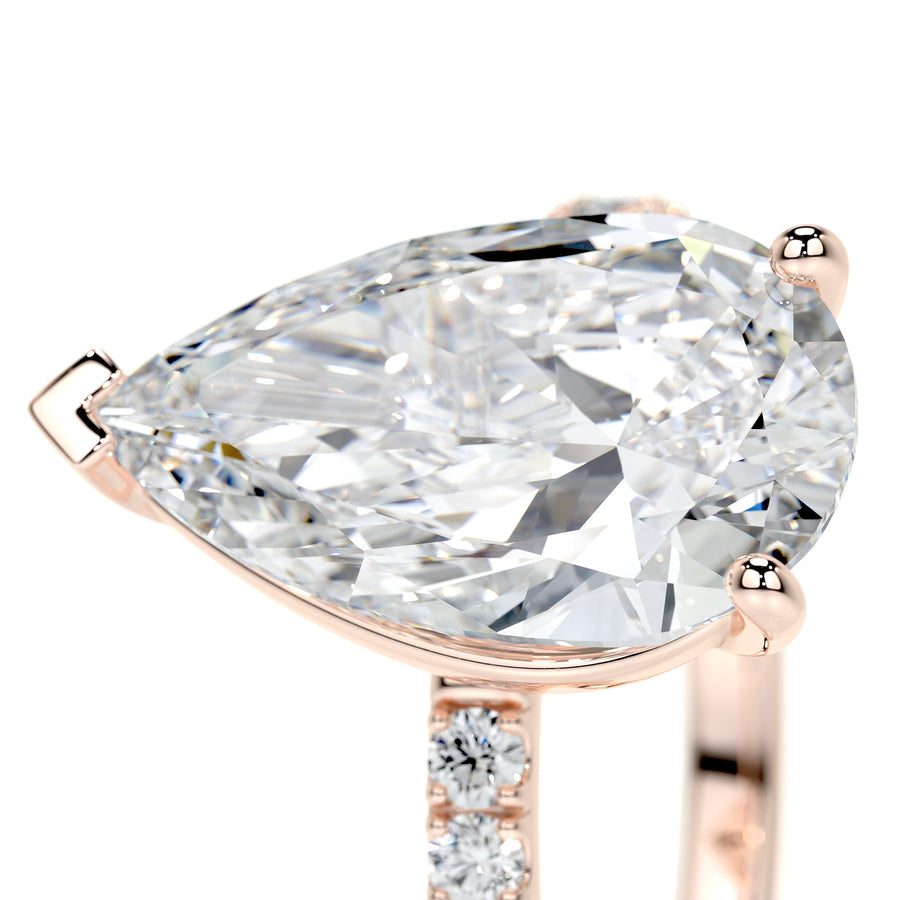 5.0 CT Pear Solitaire CVD F/VS2 Diamond Engagement Ring - Barbara Maison 