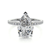 5.0 CT Pear Solitaire CVD F/VS2 Diamond Engagement Ring - Barbara Maison 