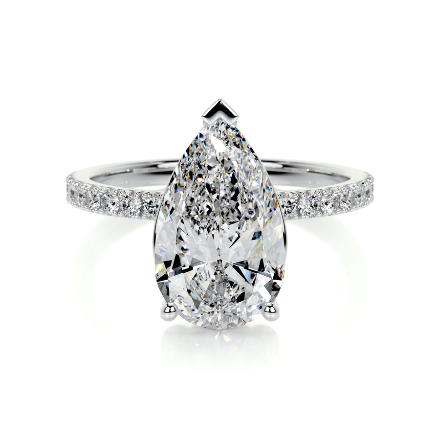 5.0 CT Pear Solitaire CVD F/VS2 Diamond Engagement Ring - Barbara Maison 