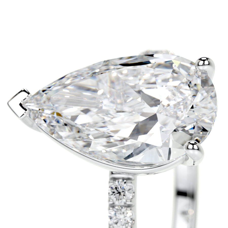 5.0 CT Pear Solitaire CVD F/VS2 Diamond Engagement Ring - Barbara Maison 
