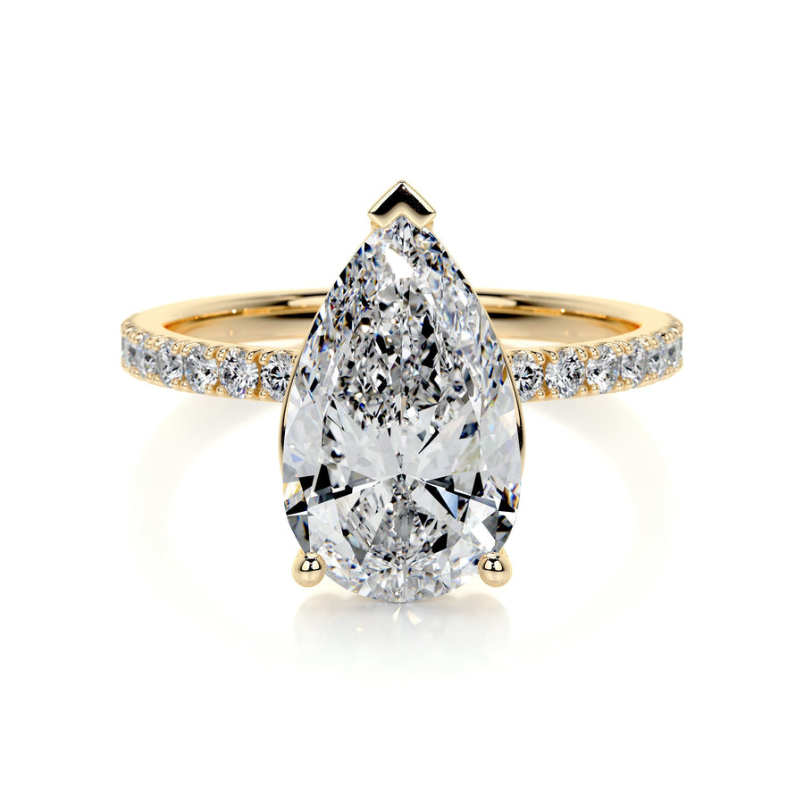 5.0 CT Pear Solitaire CVD F/VS2 Diamond Engagement Ring - Barbara Maison 