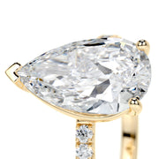 5.0 CT Pear Solitaire CVD F/VS2 Diamond Engagement Ring - Barbara Maison 
