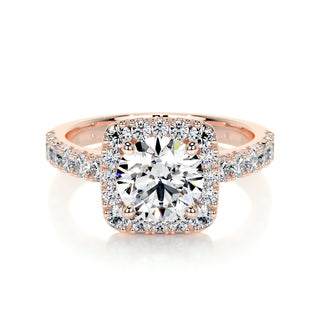 1.50 CT Round Halo CVD D/VS1 Diamond Engagement Ring - Barbara Maison 