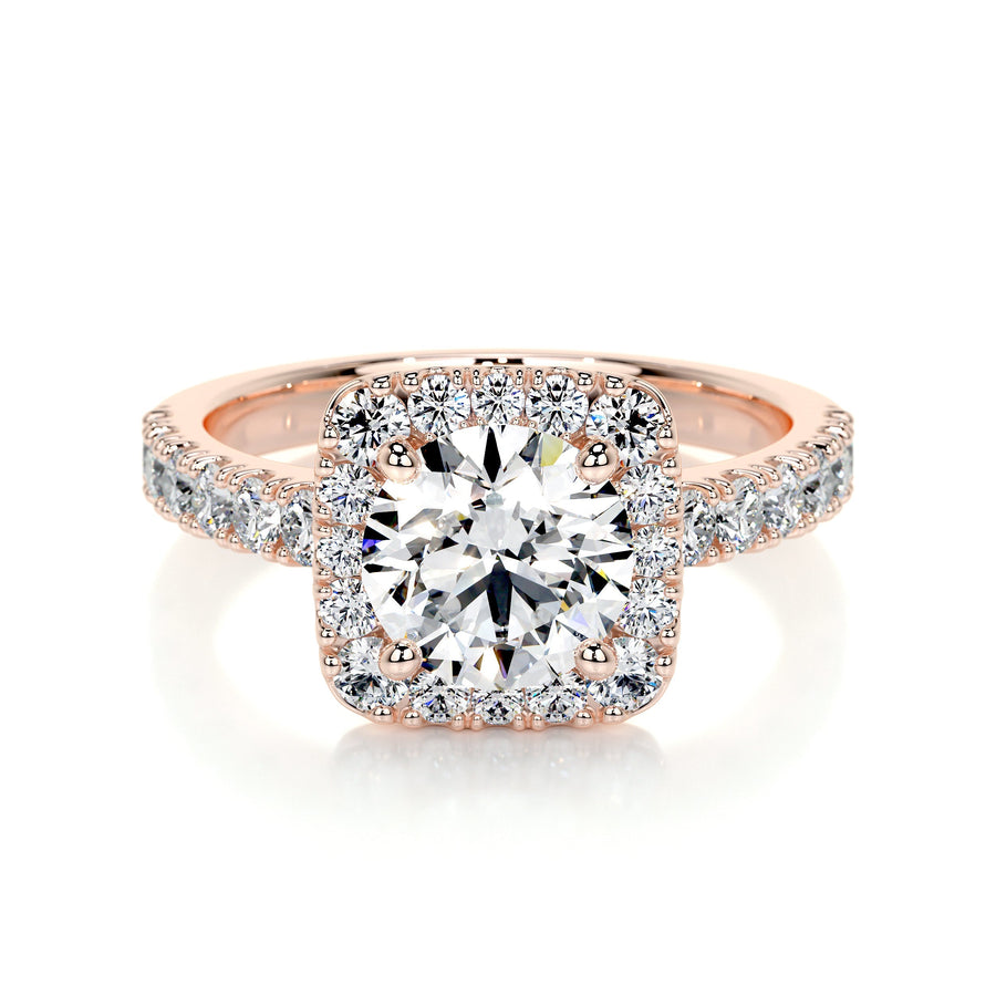 1.50 CT Round Halo CVD D/VS1 Diamond Engagement Ring - Barbara Maison 