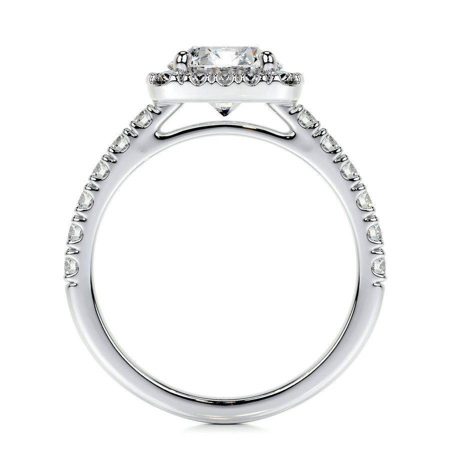 1.50 CT Round Halo CVD D/VS1 Diamond Engagement Ring - Barbara Maison 