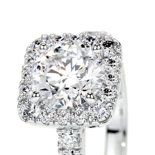 1.50 CT Round Halo CVD D/VS1 Diamond Engagement Ring - Barbara Maison 