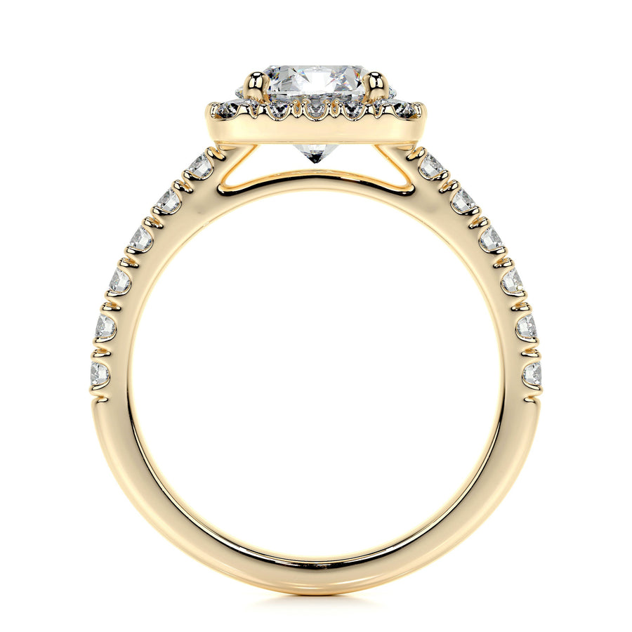 1.50 CT Round Halo CVD D/VS1 Diamond Engagement Ring - Barbara Maison 