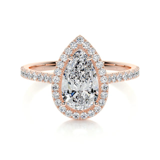 1.50 CT Pear Halo CVD F/VS2 Diamond Engagement Ring - Barbara Maison 