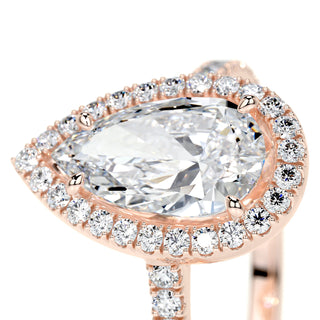 1.50 CT Pear Halo CVD F/VS2 Diamond Engagement Ring - Barbara Maison 