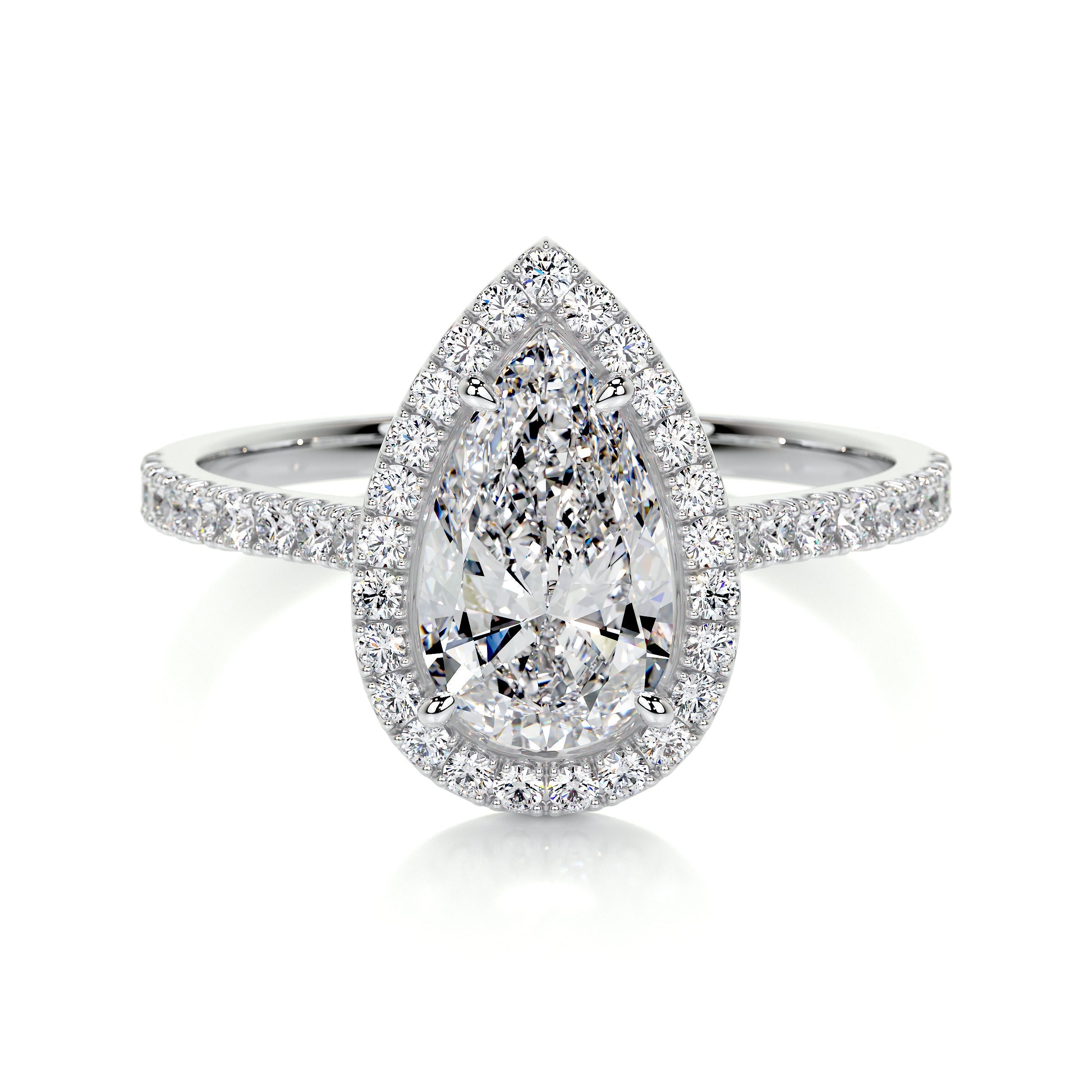 1.50 CT Pear Halo CVD F/VS2 Diamond Engagement Ring - Barbara Maison 